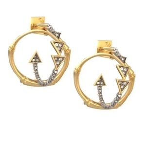 Alexis Bittar Crystal Pave Spiked Dragon Tail and Bamboo Double Hoop Earrings